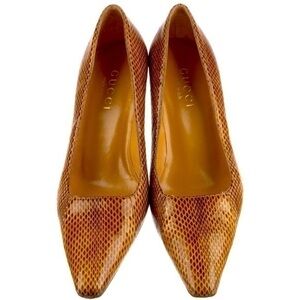 Vintage Gucci Reptile Snake Skin Classic Pointy Toe High Heel Designer Shoes